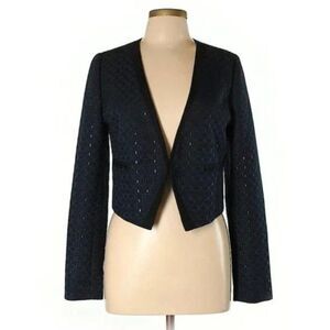 Frenchi Navy Blue and Black Cropped Blazer Jacket